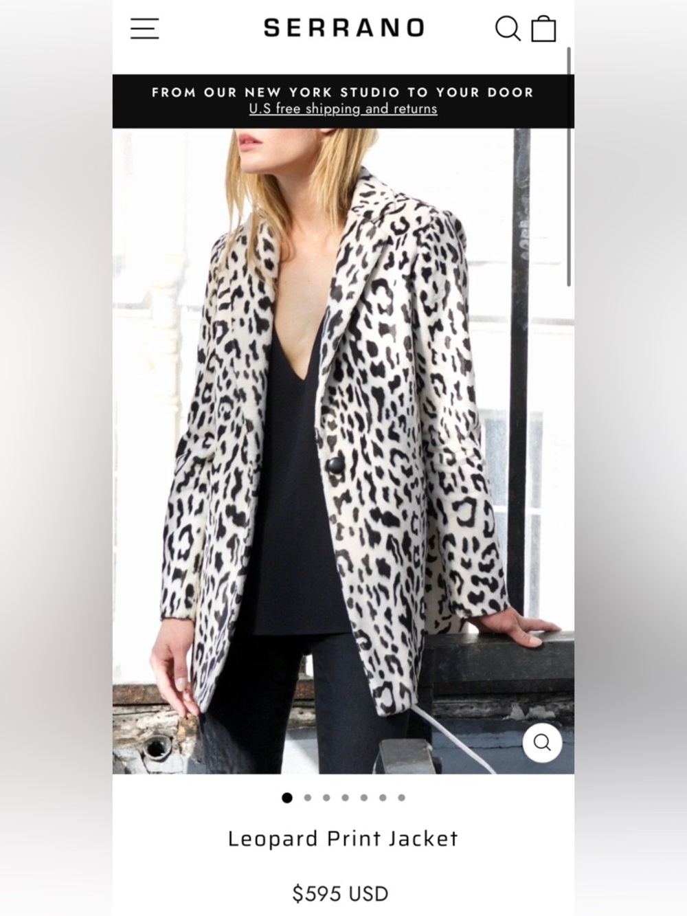 Serrano Leopard Print Blazer - Black & White